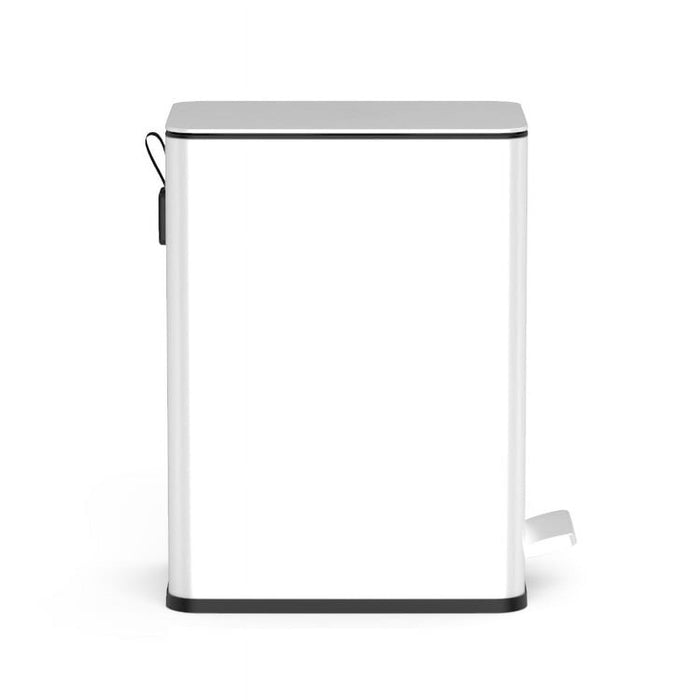 Nine Stars 2.6 Gallon Slim Step-on bathroom trash can, White Stainless Steel