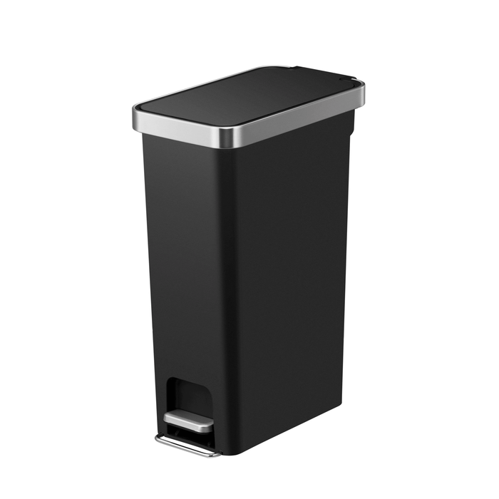 Better Homes & Gardens 10.5 Gallon Kitchen Step Trash Can, Plastic Slim Step-On Kitchen Trash Can, Black