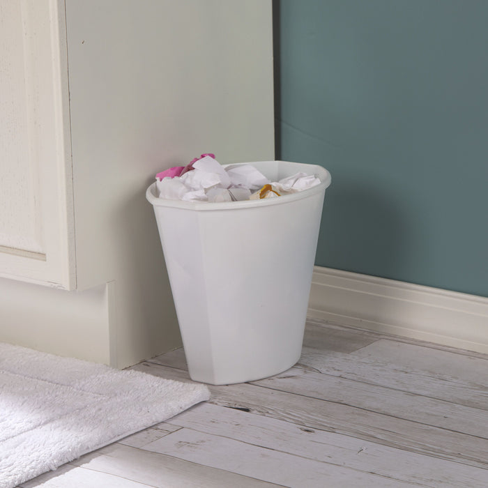 Sterilite 2.5 Gal. Wastebasket, Plastic, Bathroom, White Trash Can