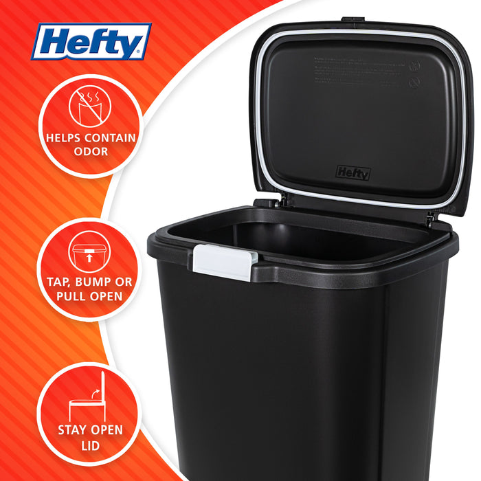 Hefty 13 Gal Odor Block Touch Top Black