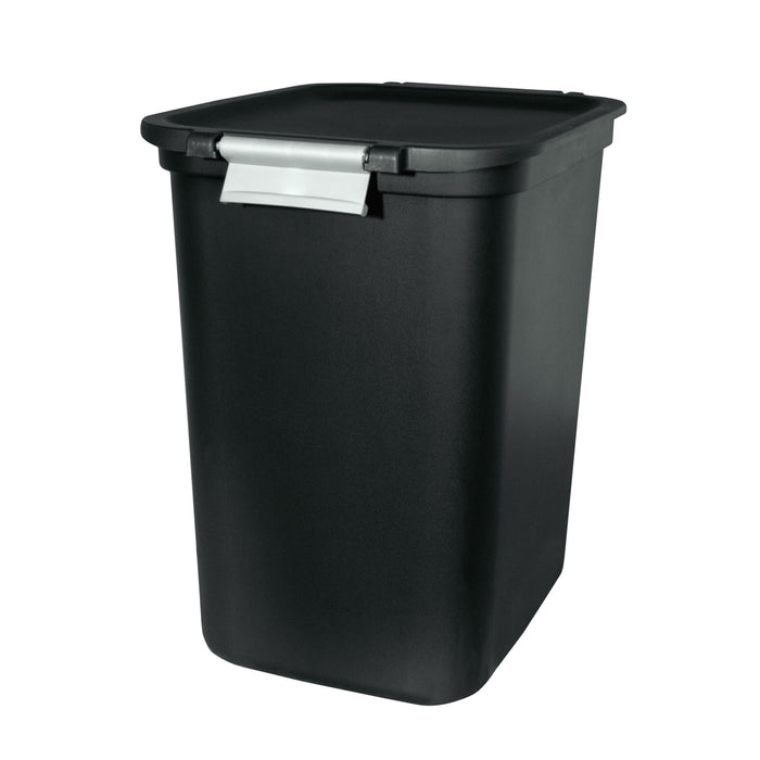 Hefty 7.7 Gallon Trash Can, Plastic Hinged Locking Lid Kitchen Trash Can, Black