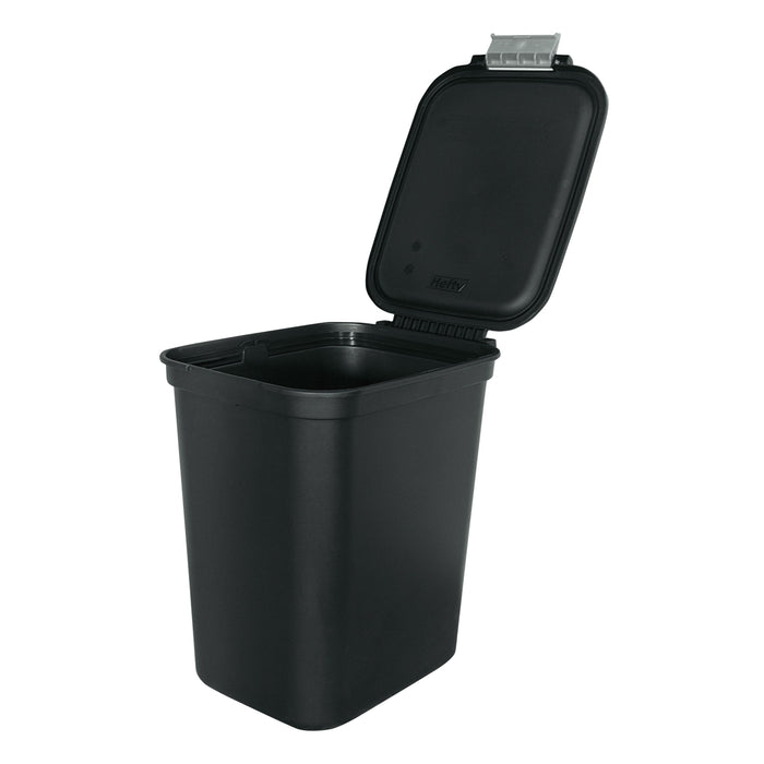 Hefty 7.7 Gallon Trash Can, Plastic Hinged Locking Lid Kitchen Trash Can, Black