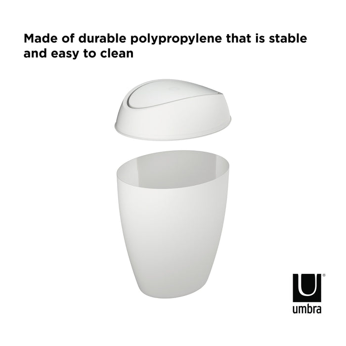 Umbra 2.4 gal Twirla Polypropylene Swing-Top Lid Bathroom Trash Can Garbage Can, White