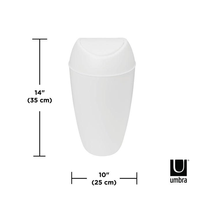 Umbra 2.4 gal Twirla Polypropylene Swing-Top Lid Bathroom Trash Can Garbage Can, White