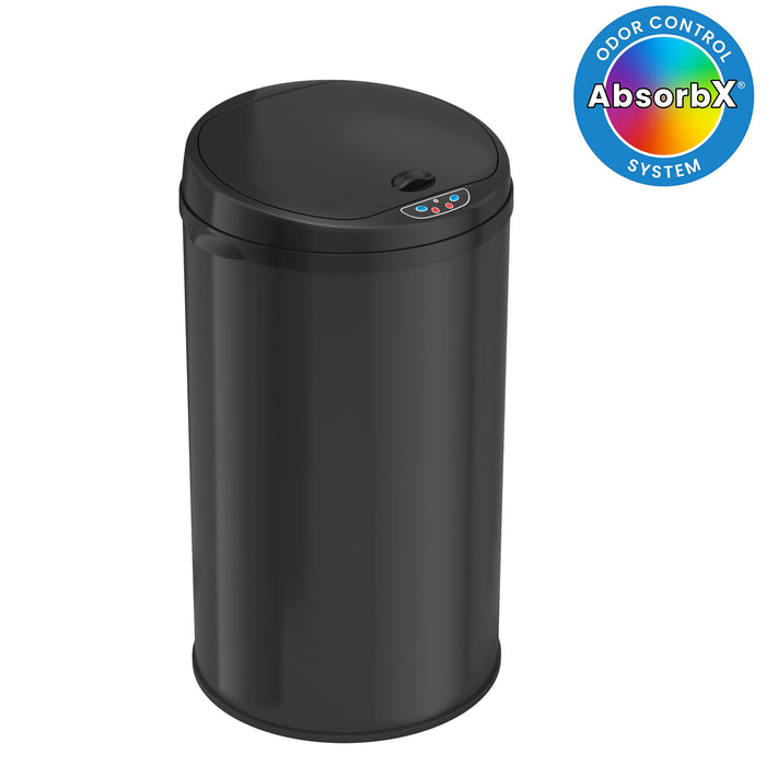 iTouchless 8 Gallon Round Deodorizer Matte Black Stainless Steel Sensor Trash Can