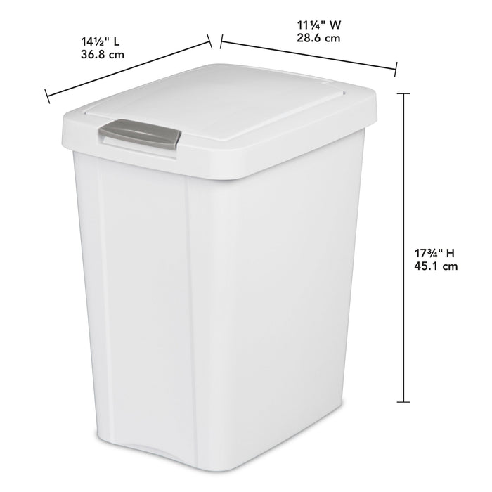 Sterilite 7.5 Gallon Trash Can, Plastic Touch Top Office Trash Can, 4 Pack, White