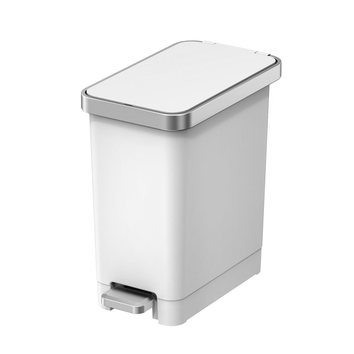 Better Homes & Gardens 2.5 Gallon Trash Can, Premium Plastic Bathroom Bedroom Step Trash Can, White