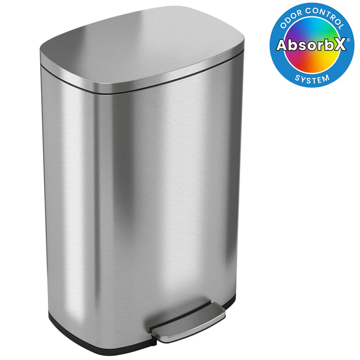 iTouchless SoftStep 13.2 Gallon Step Pedal Garbage Can, Stainless Steel, 50 Liter, Kitchen Trash Bin