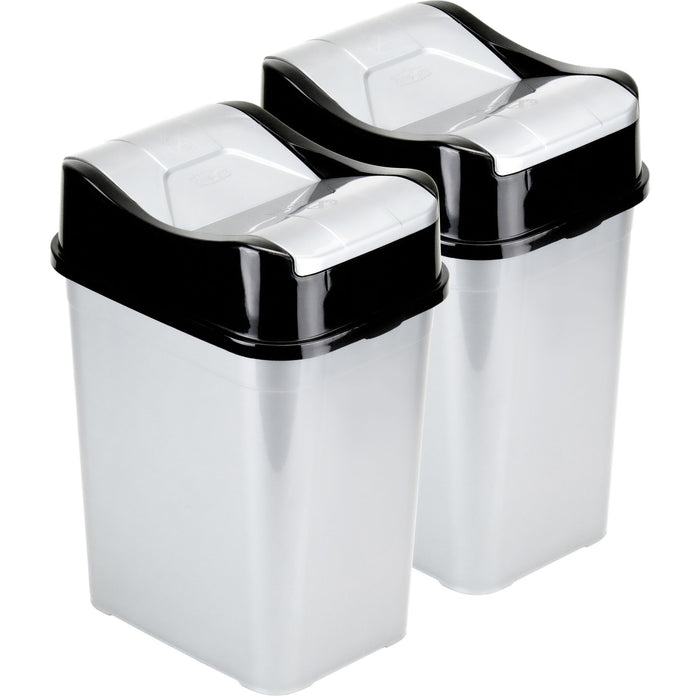 DecorRack Garbage Cans, Plastic 2.6 Gallon/10 Liter with Dual Swing Lids (2 Pack)