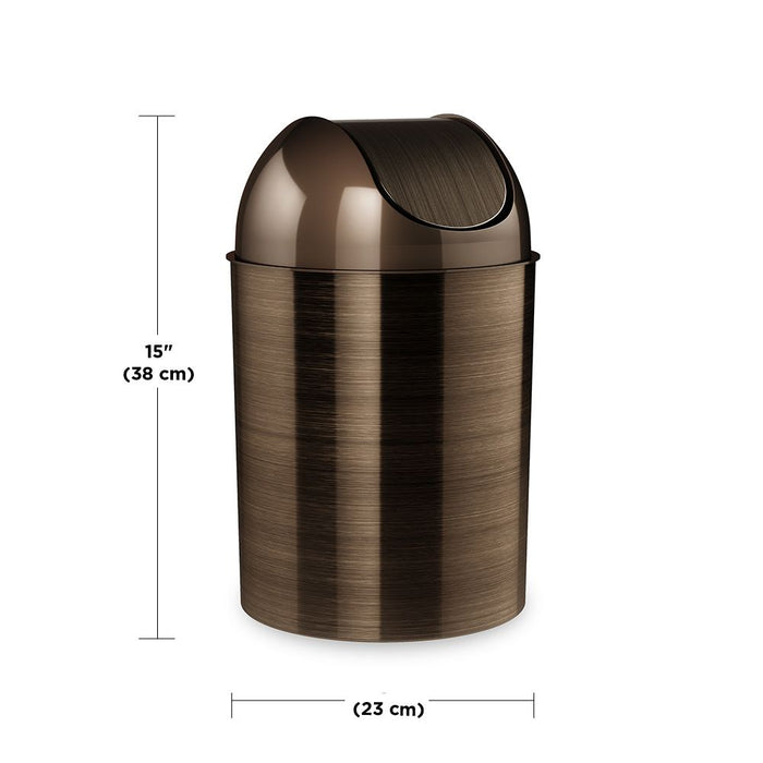 Umbra 2.5 gal Mezzo Plastic Swing Top Lid Bathroom Trash Can, Bronze