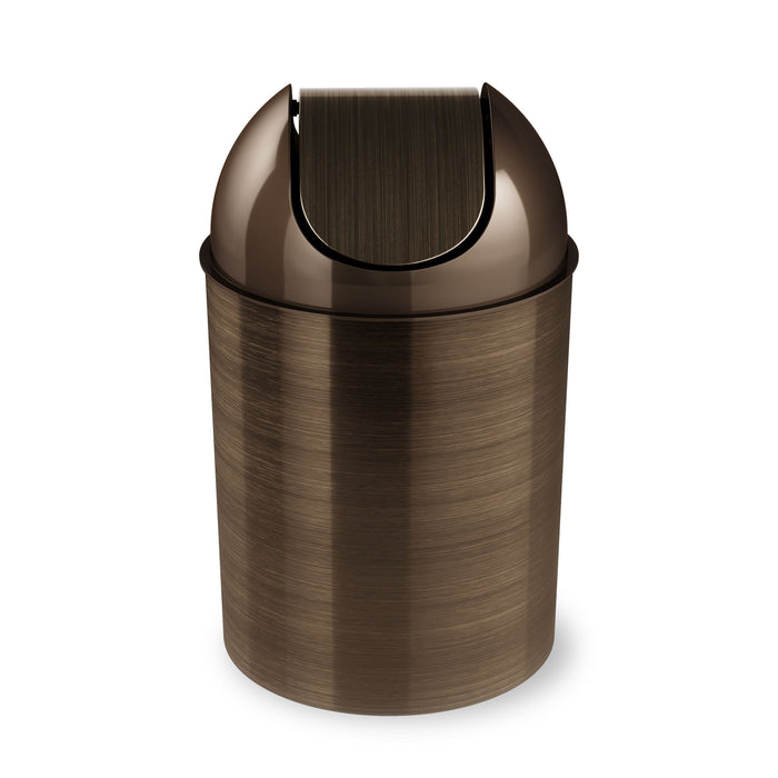 Umbra 2.5 gal Mezzo Plastic Swing Top Lid Bathroom Trash Can, Bronze