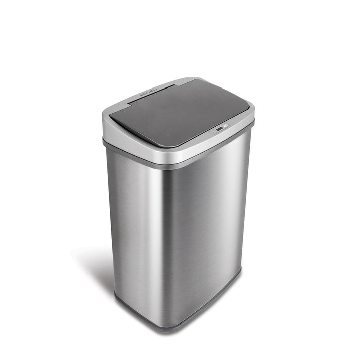 Nine Stars 13.2 Gallon Trash Can, Touchless Kitchen Trash Can, Stainless Steel with Gunmetal Trim