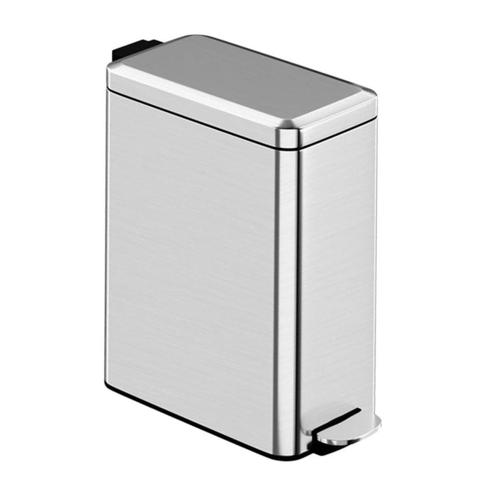 WoodFX Slim Bathroom Trash Can with Lid Soft Close, Step Pedal, 2.6 Gal / 10L Stainless Steel Garbage Can, Sliver