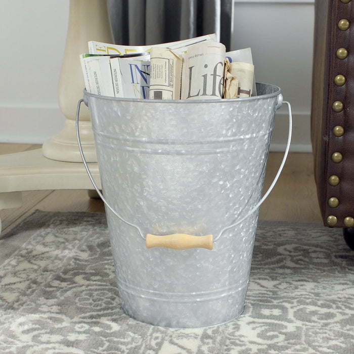 Walford Home Galvanized Farmhouse 3 Gallon Capacity Trash/Garbage Can or Waste Basket