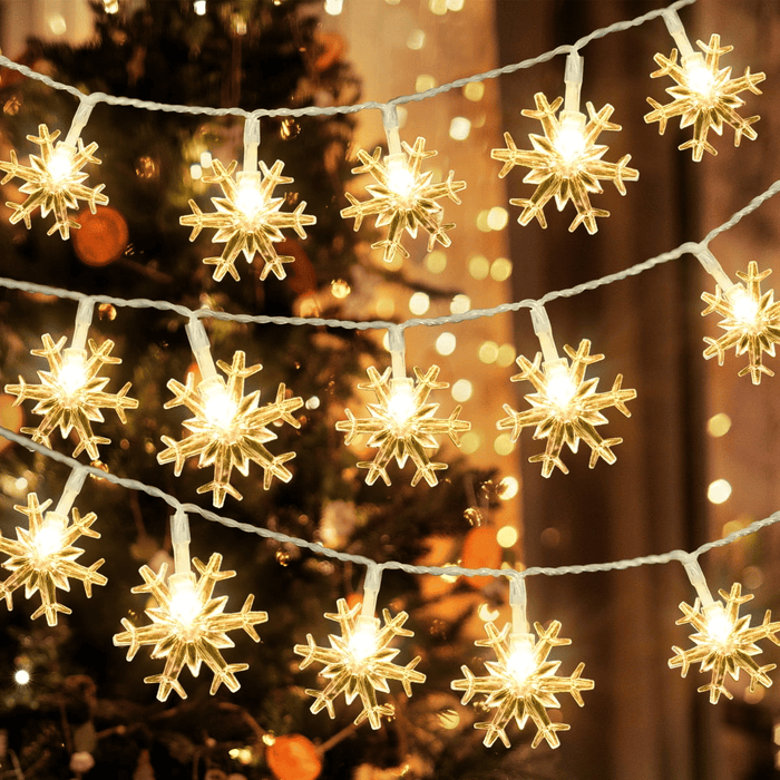 Syenll Christmas Snowflake Lights, 19.7ft 40 LED Fairy String Lights, Decorative Hanging Lights for Patio Party Wall Decor, Warm White