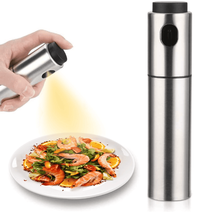 Oil Sprayer for Cooking, 100ml Stainless Steel Oil Spray Bottle, Durable Oil Sprayer Mister Kitchen Gadgets for Baking, Air Fryer, BBQ (Silver, 1 Pack)