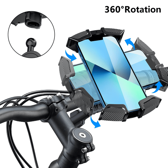 Bike Phone Holder, Rotatable Motorcycle Phone Mount, Handlebar Bicycle Scooter Phone Clamp Compatible with 4.7" to 6.8" Smartphones