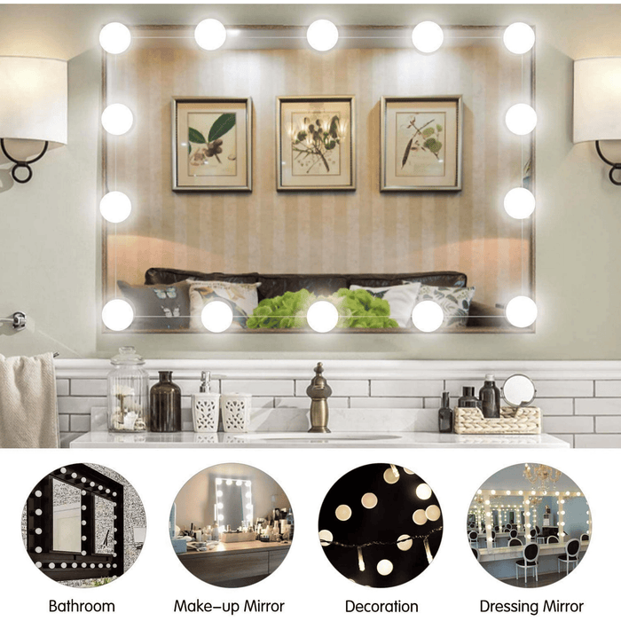 Vanity Mirror Lights, Hollywood Style Makeup Mirror Lights with 10 Dimmable LED Bulbs with Stickers, Vanity Makeup Lights for Bathroom and Dressing Table, Mirror Not Included