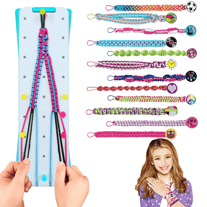 Arts and Crafts Toys for Girls Ages 6-12, Loom Bracelet Making Kit with String, Handmade Bracelet Kit DIY Bracelet Maker for Teen Girl Gifts Party Supply and Travel Activities