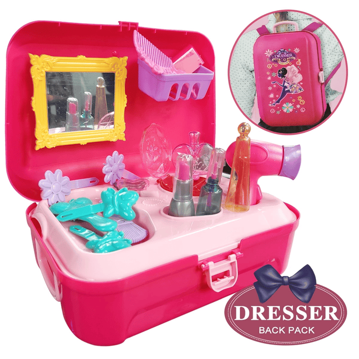 Little Girls Princess Cosmetic Toys with Carry Case, Pretend Play Makeup Set for Girls, Beauty Hair Styling Set for for 3 4 5 6 Year Old Toddlers (21 Pcs)