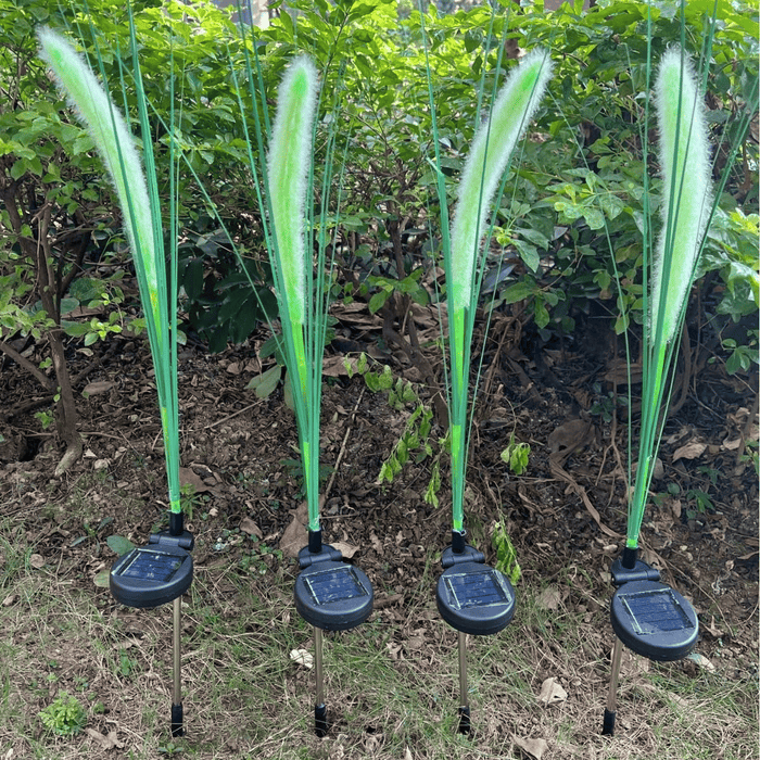 2 Pack Solar Reed Lights, Solar Dogtail Grass Plug Lamp for Outdoor, Waterproof Solar Garden Light for Pathway Patio Yard Decoration