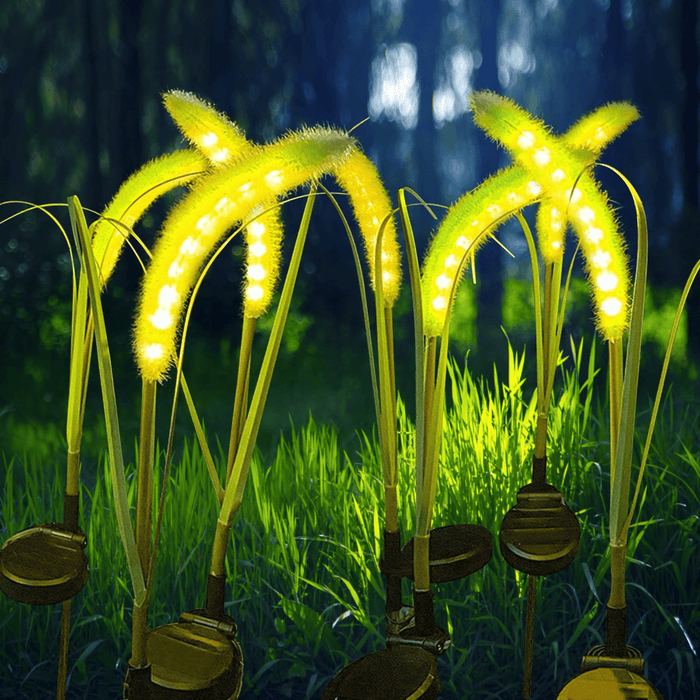 2 Pack Solar Reed Lights, Solar Dogtail Grass Plug Lamp for Outdoor, Waterproof Solar Garden Light for Pathway Patio Yard Decoration