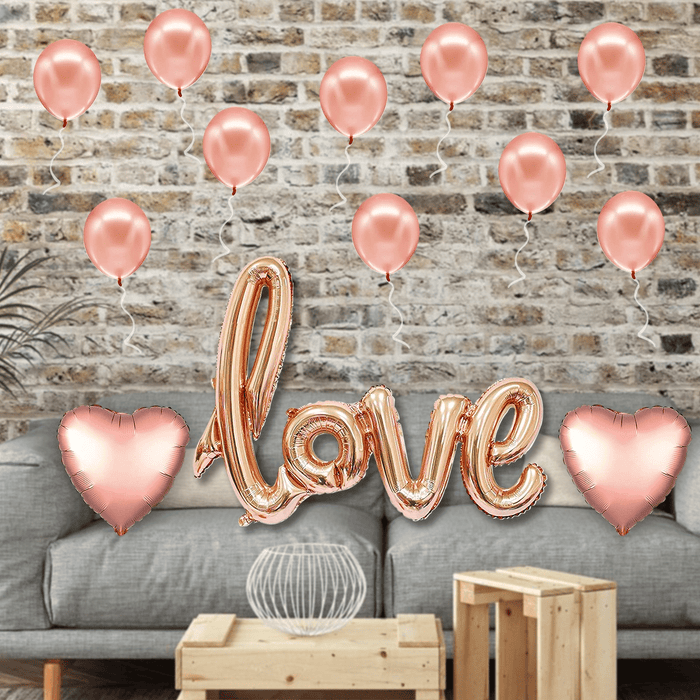 Valentines Day Engagement Party Supplies - 41.7Inch Latex Big Rose Gold Love Balloons for Anniversary Events Decorations and Sweet Engagement Decorations for Lovers