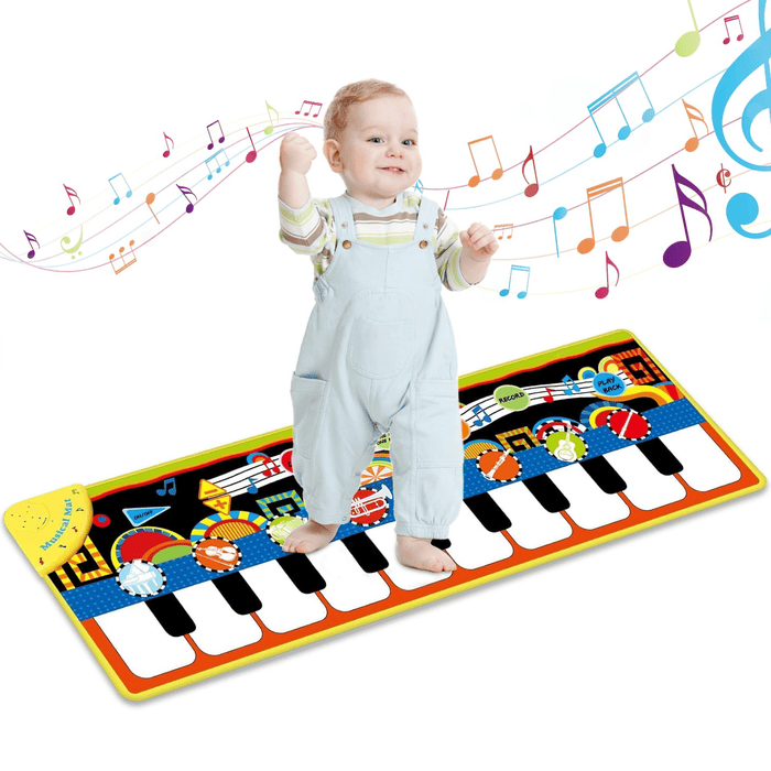 Toddler Musical Piano Mat, 19 Keys Piano Keyboard Floor Mat, Kids Tunes Playmat Dance Mat Birthday Gift for Boys Girls ( 43.3x14.2in )