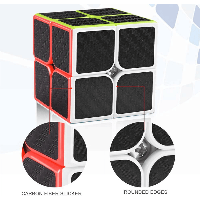 Speed Cube Set, 2x2x2 Magic Carbon Fiber Cube Bundle, Smooth Cube Toy Gift for Kids Adult