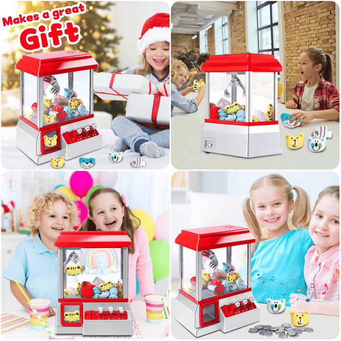 Claw Machine Arcade Toy with Sound, Mini Candy Dispenser Vending Game for Kids, Cool Fun Claw Machine Perfect Christmas & Birthday Gifts for Kids, Ages 3+