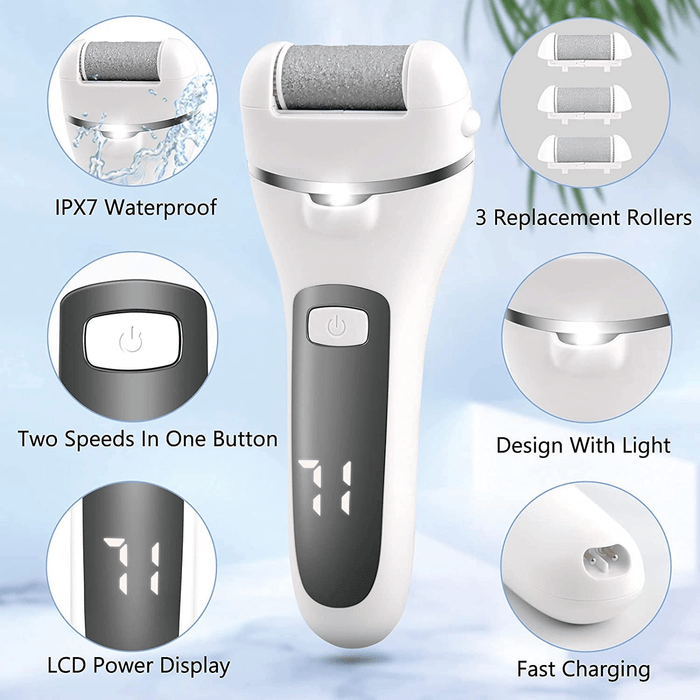 Electric Callus Remover for Feet, Rechargeable Hard Skin Remover Pedicure Tools, 13 in 1 Electric Callous Remover Kit for Cracked Heels, White