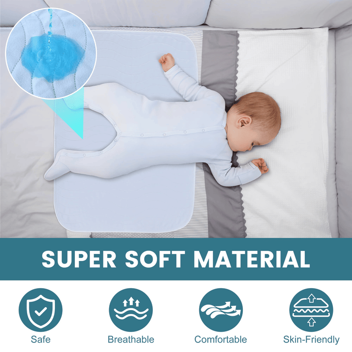 KEKOY 4 Layer Reusable Incontinence Bed Underpad, 4 Pack Washable Super Waterproof Absorbent Bed Pads Incontinence Protection, Pee Pads for Adults, Babys, Dogs, 18x24inch