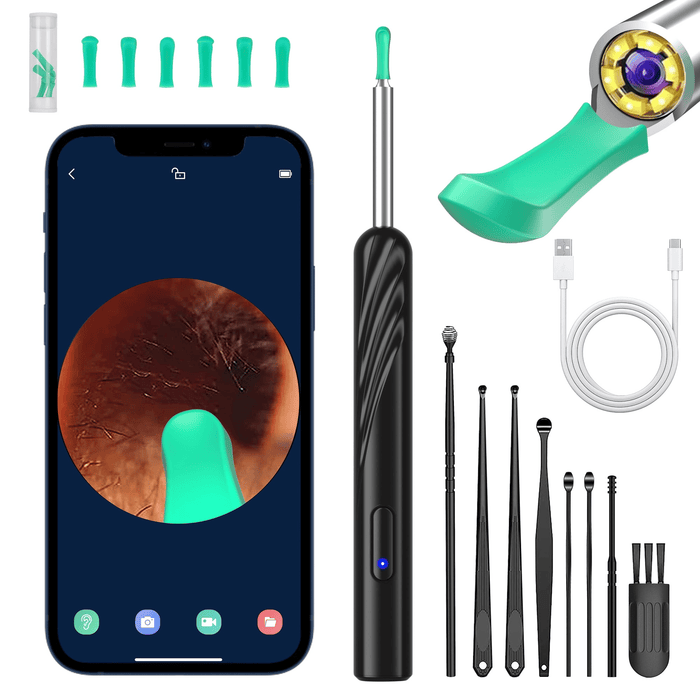 KEKOY Ear Wax Removal, Ear Cleaner Kit with 1296P HD, Ear Camera and Wax Remover, Ear Cleaning Kit with 6 Ear Spoon, Otoscope with Light, Ear Camera Include 8 Ear Set