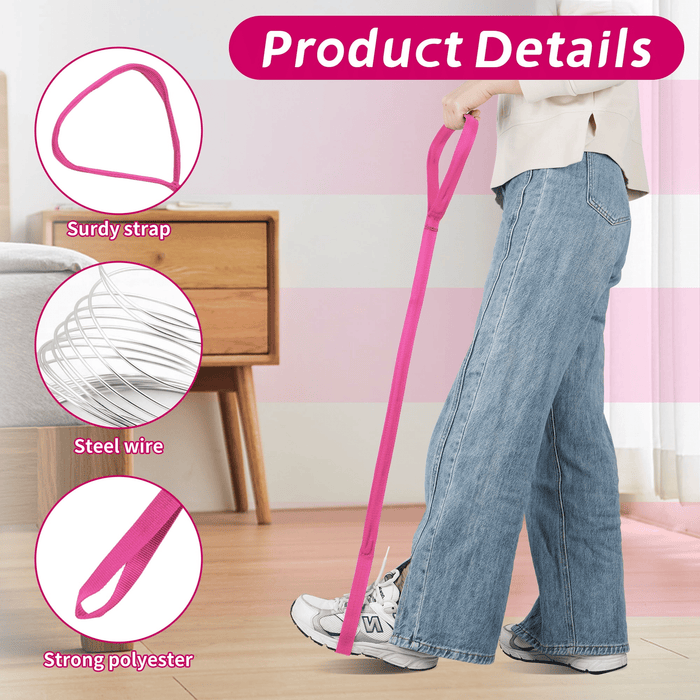 KEKOY Leg Lifter for Hip Replacement, 40.5" Long Rigid Foot Loop, Durable & Rigid Hand Strap & Foot Loop, Ideal Mobility Tool for Wheelchair, Hip & Knee Replacement, Bed/Car, Pink