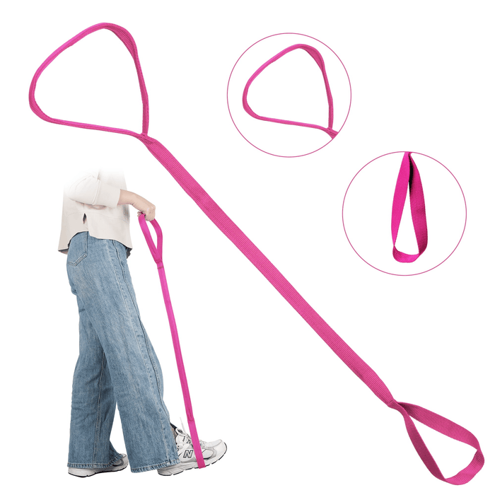KEKOY Leg Lifter for Hip Replacement, 40.5" Long Rigid Foot Loop, Durable & Rigid Hand Strap & Foot Loop, Ideal Mobility Tool for Wheelchair, Hip & Knee Replacement, Bed/Car, Pink