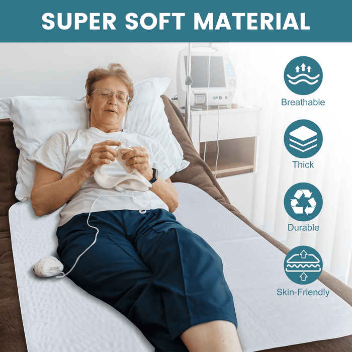 KEKOY 2Pack Reusable & Washable Incontinence Bed Pads 34x36inch, Absorbent Waterproof Protection Underpads, Pee Pads for Adults, Blue