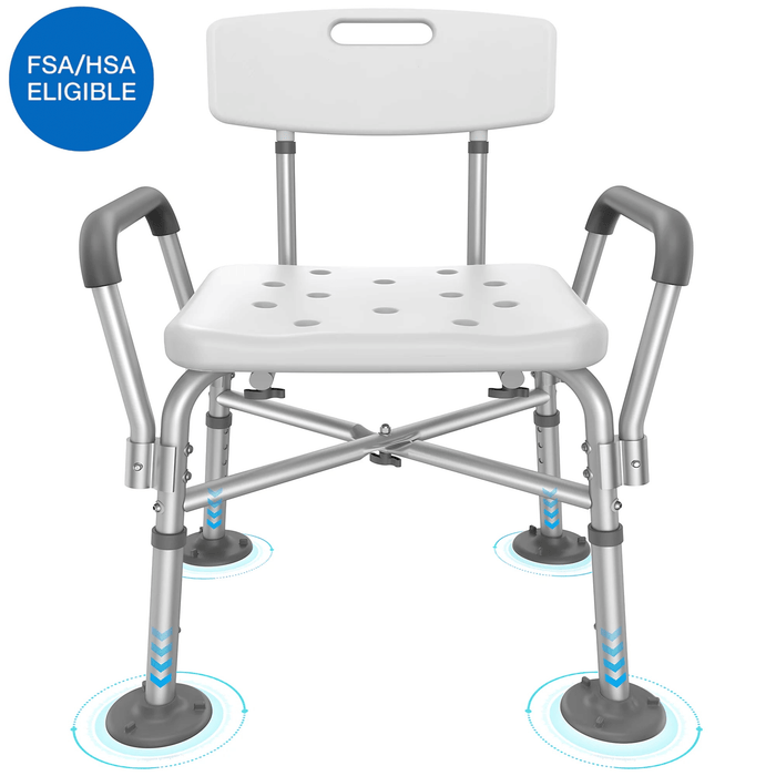 KEKOY Heavy Duty Shower Chair for Inside Shower, FSA/HSA Eligible 550LBs Bath Chair with Back and Arms, Medical Shower Seat with Large Suction Cups, Reinforced Crossing Bar for Elderly and Disabled