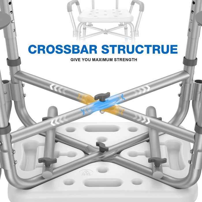KEKOY Heavy Duty Shower Chair for Inside Shower, FSA/HSA Eligible 550LBs Bath Chair with Back and Arms, Medical Shower Seat with Large Suction Cups, Reinforced Crossing Bar for Elderly and Disabled