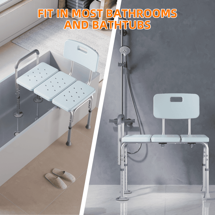 KEKOY Shower Transfer Bench for Bathtub 500LBs, FSA/HSA Eligible Tub Shower Chair Seat, Height Adjustable Shower Stool for Elderly, Disabled, Blue