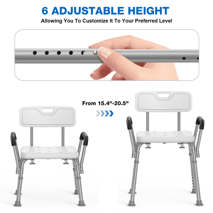 Kekoy Shower Chair for Inside Shower, 550LBs Heavy Duty Bath Chair with Arms, Bath Stool Safety Shower Bench with Reinforced Crossing Bar for Elderly, Adults, Disabled