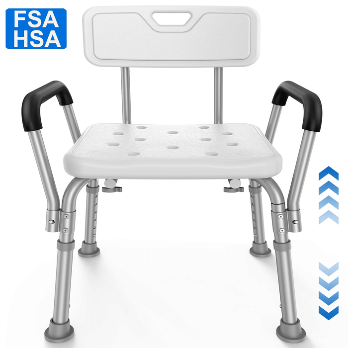 Kekoy Shower Chair for Inside Shower, 550LBs Heavy Duty Bath Chair with Arms, Bath Stool Safety Shower Bench with Reinforced Crossing Bar for Elderly, Adults, Disabled