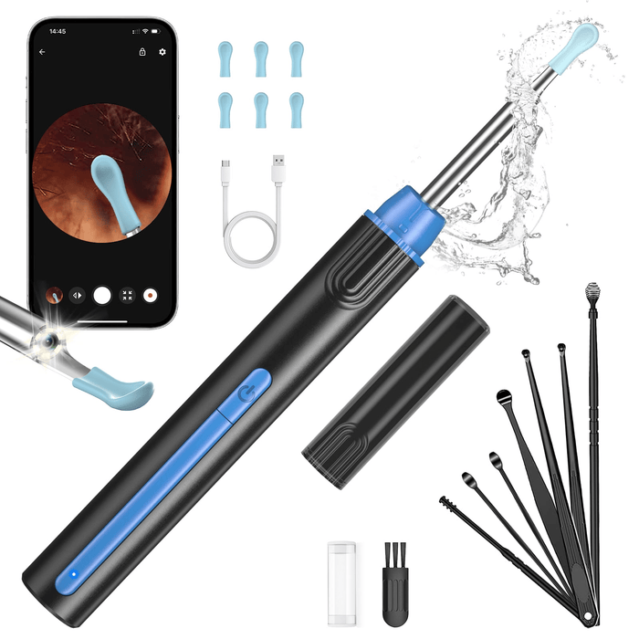 KEKOY Ear Wax Removal, Wireless Ear Cleaner, Safe and Gentle Ear Wax Removal Kit, Otoscope with Light, Rechargeable Ear Cleaner with Camera and Light, Ear Cleaning Kit for Android and iOS, Blue
