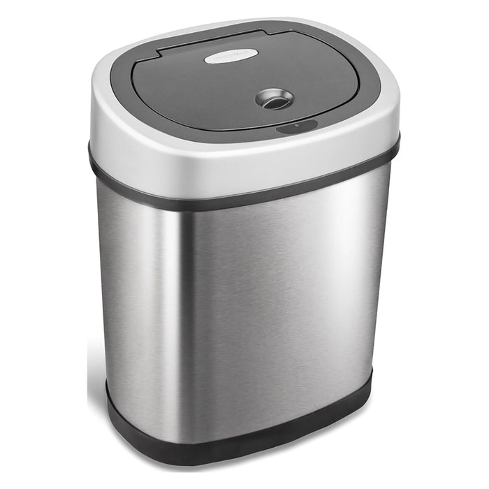 Nine Stars 3.2 Gallon / 12 Liter Motion Sensor Oval Trash Can, Fingerprint-Resistant Stainless Steel