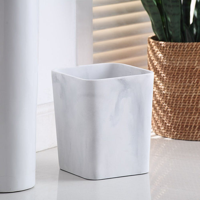 Better Homes & Gardens Faux Marble Wastebasket, White