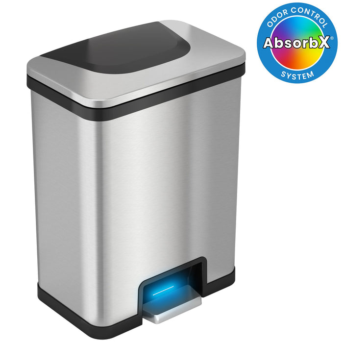 iTouchless AutoStep 13 Gallon Stainless Steel Automatic Step Trash Can with Odor Control System