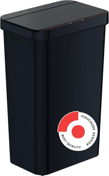 13.2 Gallon Black Plastic Sensor Trash Can Durable Dent-Proof 50 L Rectangular Slim Bin