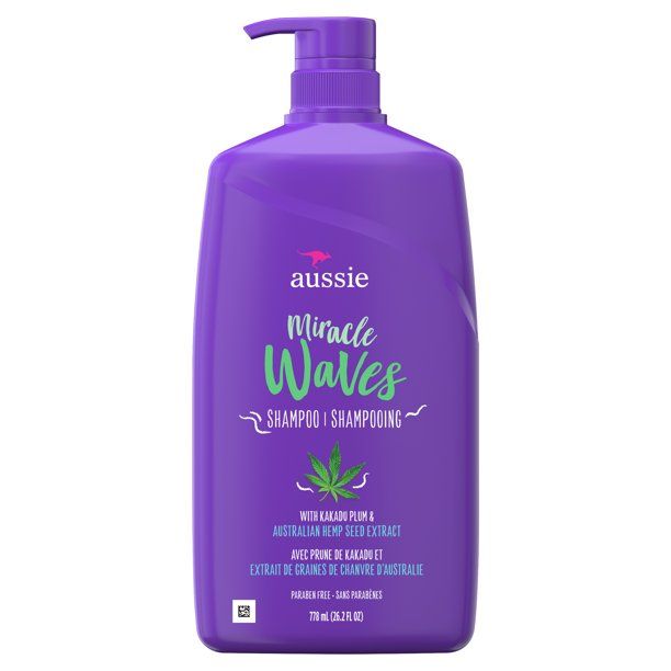 Aussie Miracle Waves Anti-Frizz Hemp Paraben-Free Shampoo; 26.2 fl oz