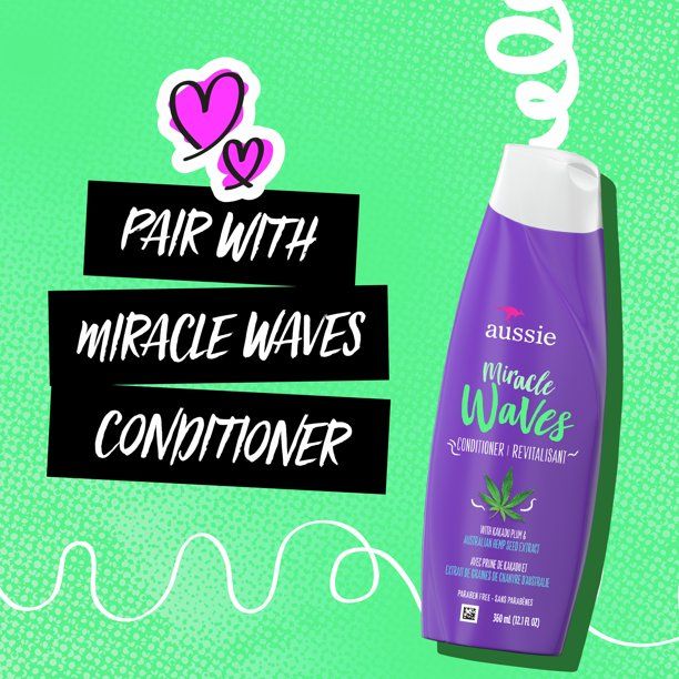 Aussie Miracle Waves Anti-Frizz Hemp Paraben-Free Shampoo; 26.2 fl oz