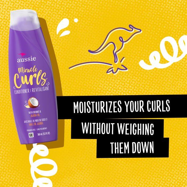 Aussie Miracle Curls with Coconut Oil; Paraben Free Conditioner; 12.1 fl oz