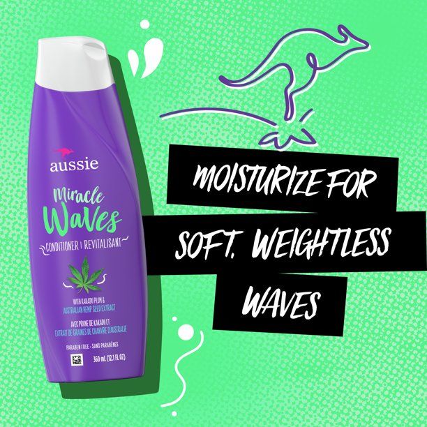 Aussie Miracle Waves Anti-Frizz Hemp Paraben-Free Conditioner; 26.2 fl oz